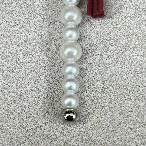 DOG PERSON Bag Charm Keychain Multi Faux Pearl Suede Tassel Bone Paw Pendant - Picture 11 of 11